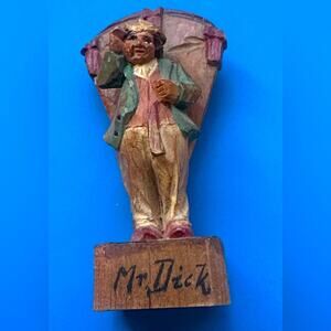 vintage hand-carved and hand-painted wooden figurine depicting "Mr. Dick" ANRI